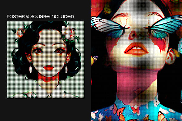 Color Mosaic Dots Square And Poster Photo Effect