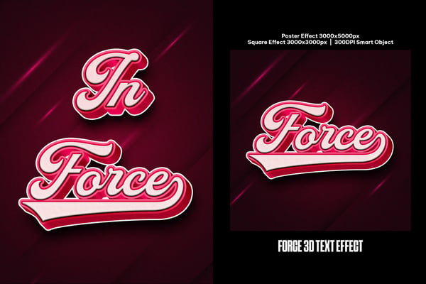 Force 3D Square And Poster Text Effect
