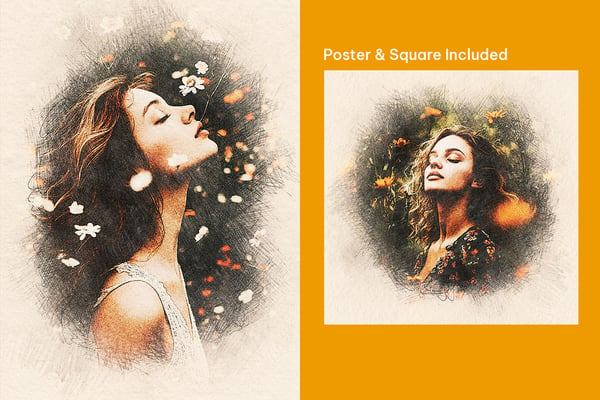 Pencil Sketch Square And Poster Photo Effect