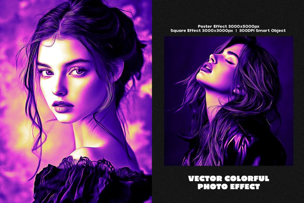 Vector Colorful Square And Poster Photo Effect