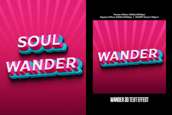 Wander 3D Square And Poster Text Effect