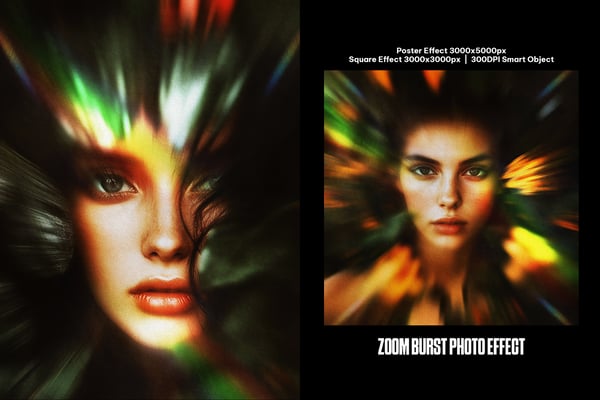 Zoom Burst Square And Poster Photo Effect