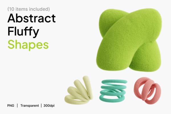 Abstract Fluffy Shape 3D Icon Set