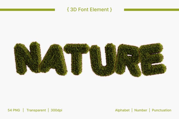 Nature Fonts 3D Icon Set
