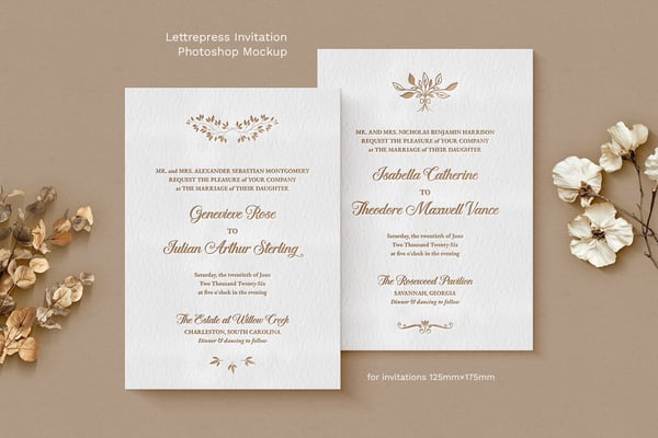 Letterpress Invitation Mockup