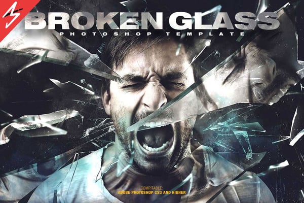 Broken Glass Photoshop Template