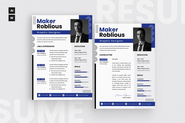 Blue Background Resume CV