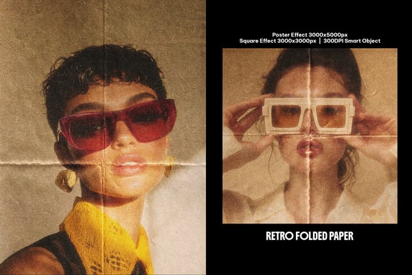 Retro Folded Paper Square And Poster Photo Effect