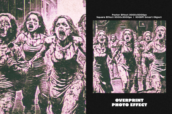 Overprint Square And Poster Photo Effect