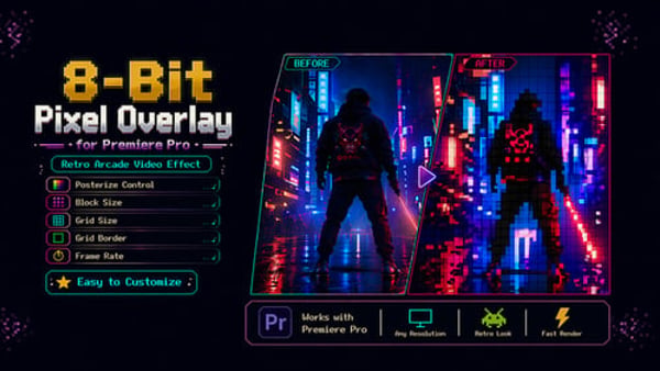 8-Bit Pixel Overlay for Premiere Pro - Retro Arcade Video Effect