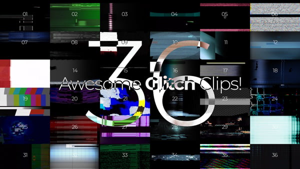 Collection of 36 Abstract Glitch Clips for Video Editing