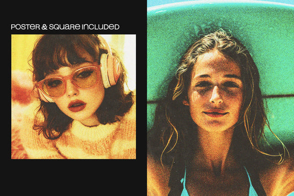 Retro Comic Halftone Square And Poster Photo Effect