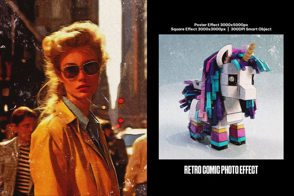 Retro Comic Square And Poster Photo Effect