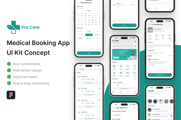 Pro Care - Medical Booking App UI Kit
