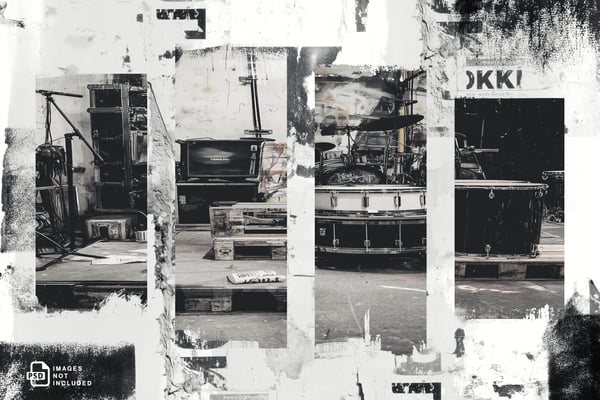 Free Vertical Torn Photos Collage PSD Template