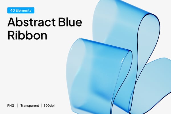 Abstract Blue Ribbon 3D Icon Set