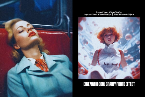 Cinematic Cool Grainy Square And Poster Photo Effect