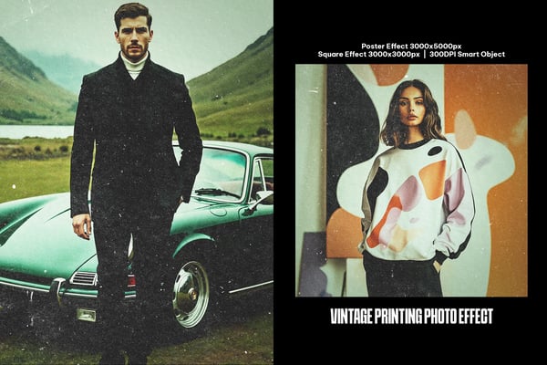 Vintage Printing Square And Poster Photo Effect