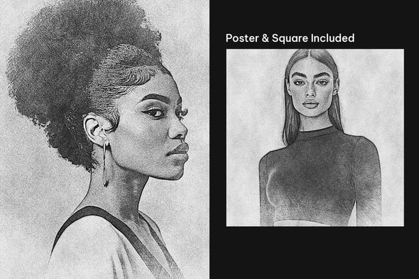 Pencil Sketching Square And Poster Photo Effect
