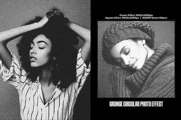 Grunge Circular Square And Poster Photo Effect