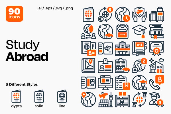 Study Abroad Icon Set