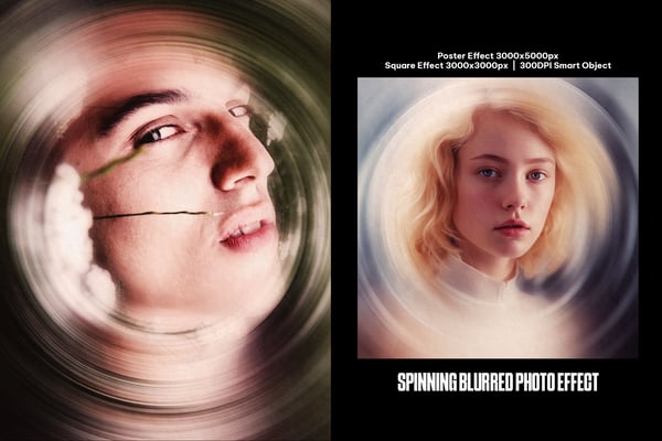 Spinning Blurred Square And Poster Photo Effect