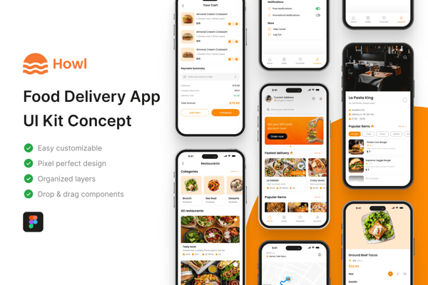 Howl - Food Delivery App UI Kit
