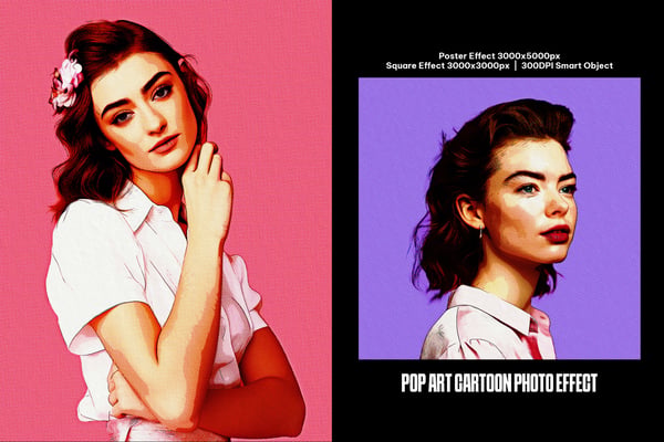 Pop Art Cartoon Square And Poster Photo Effect