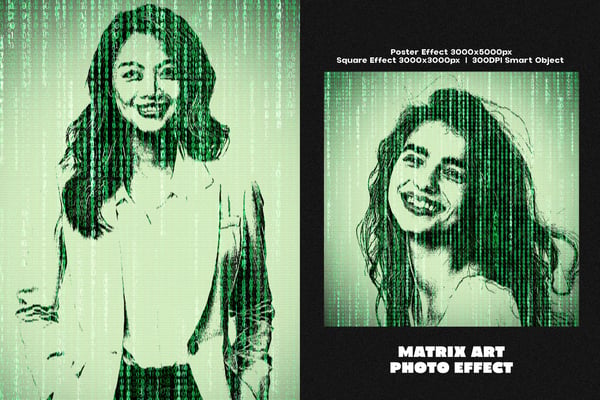 Matrix Art Square And Poster Photo Effect