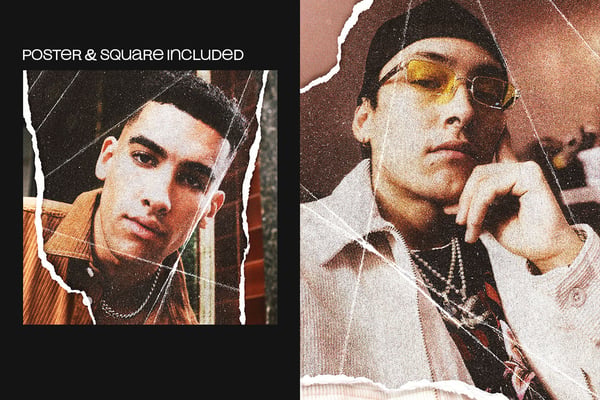 Printed Grunge Square And Poster Photo Effect