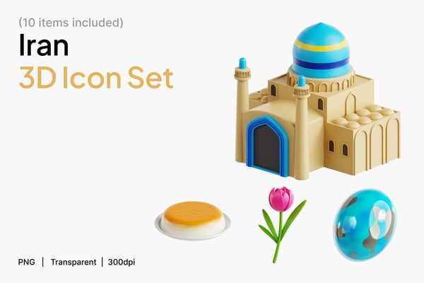Iran 3D Icon Set
