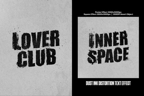 Dust Ink Distortion Square And Poster Text Effect
