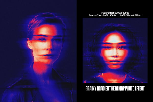 Grainy Gradient Heatmap Square And Poster Photo Effect