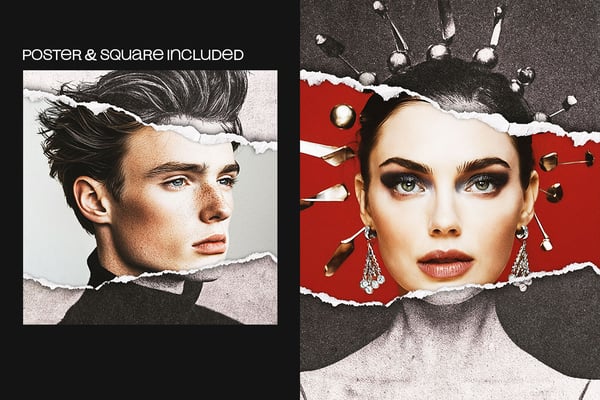Ripped Paper Square And Poster Photo Effect