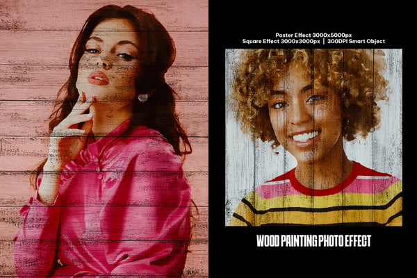 Wood Painting Square And Poster Photo Effect