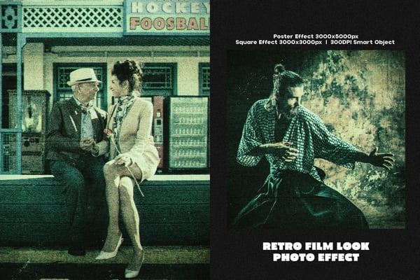 Retro Film Look Square And Poster Photo Effect