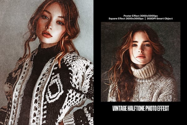 Vintage Halftone Square And Poster Photo Effect