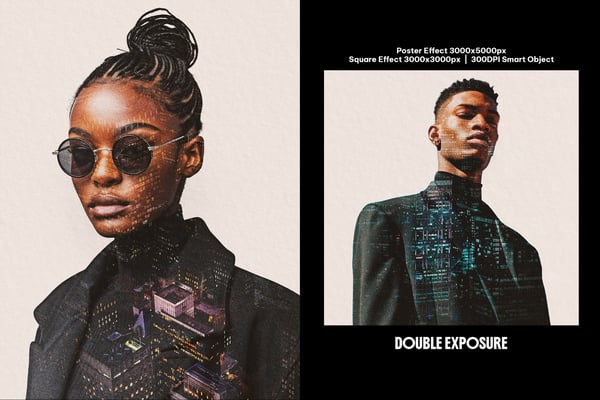 Double Exposure Square And Poster Photo Effect