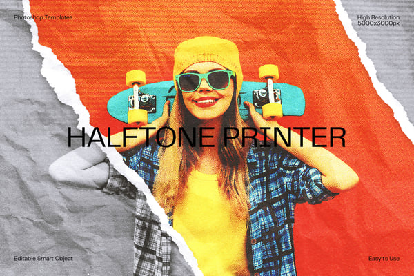 Halftone Printer Photo Effect