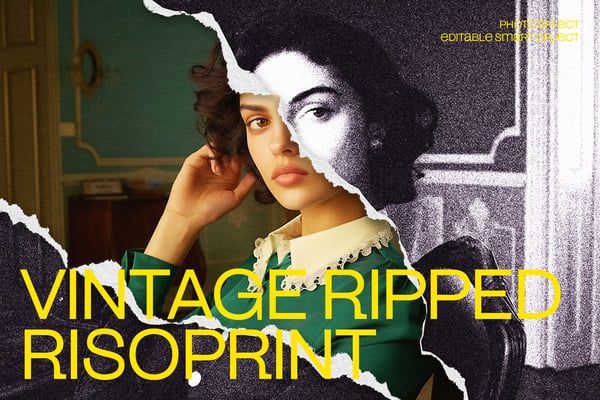 Vintage Ripped Risoprint Photo Effect