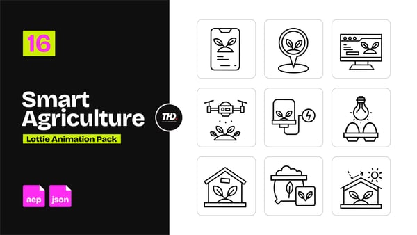 Smart Agriculture Icons Pack | After Effects & Lottie Animation