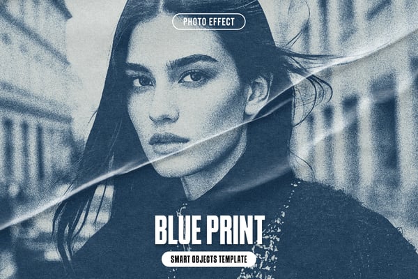 Blue Print Photo Effect