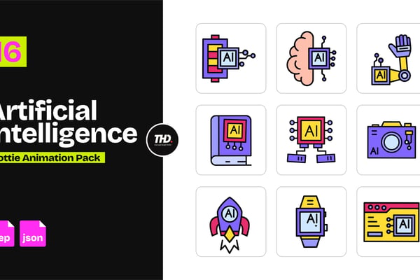 Artificial Intelligence Icons Pack | After Effects & Lottie Animation