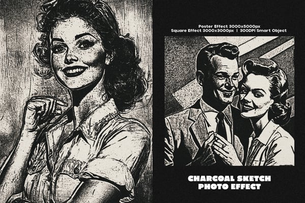 Charcoal Sketch Square And Poster Photo Effect