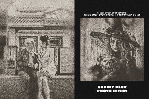 Grainy Blur Square And Poster Photo Effect