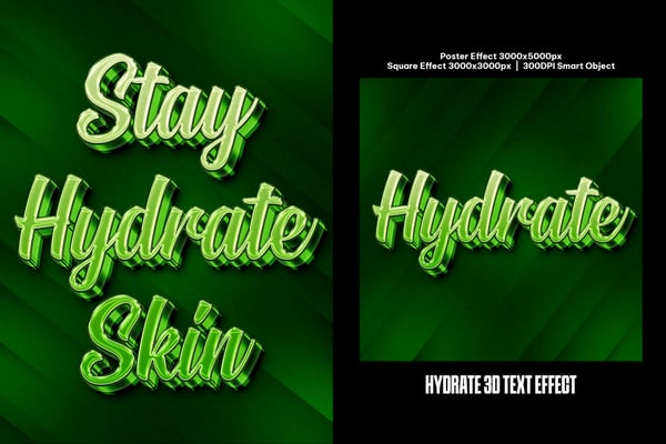 Hydrate 3D Square And Poster Text Effect