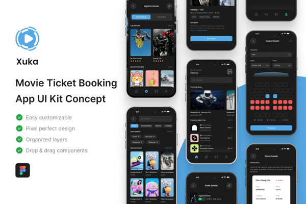 Xuka - Movie Ticket Booking App UI Kit