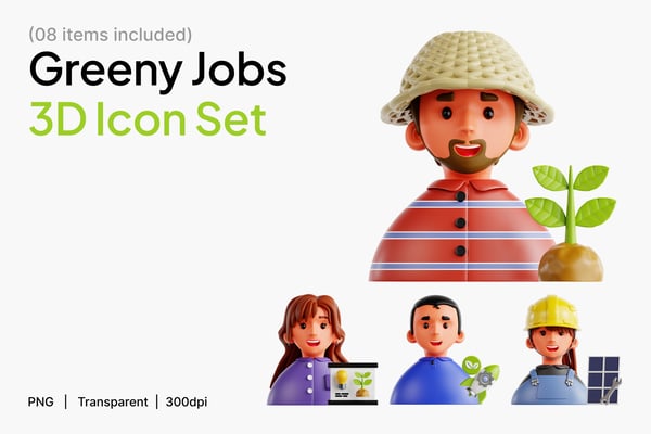 Greeny Jobs 3D Icon Set