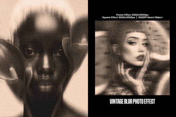 Vintage Blur Square And Poster Photo Effect