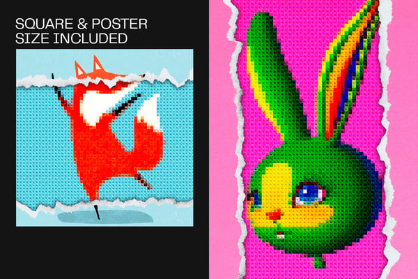 Color Toy Brick Square And Poster Photo Effect